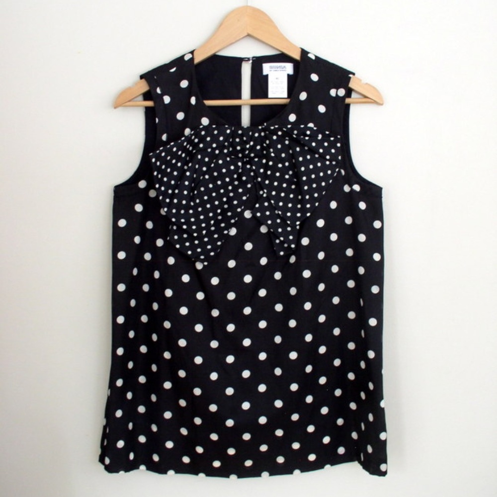 SONIA by Sonia Rykiel Silk Polka Dot Bow Blouse - Picture 1 of 5